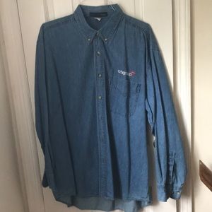 Citibank logo jean long sleeve button down shirt